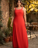 Vestido Longo Plus Size Casual Elegante Moda Evangélica - Vermelho