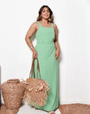 Vestido Longo Plus Verde Menta