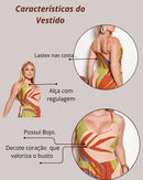 Vestido Longo Estampado com Bojo e Alças Finas