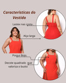 Vestido Longo Plus Size Casual Elegante Moda Evangélica - Vermelho
