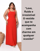 Vestido Longo Plus Size Casual Elegante Moda Evangélica - Vermelho