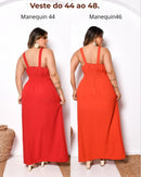 Vestido Longo Plus Size Casual Elegante Moda Evangélica - Vermelho