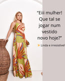 Vestido Longo Estampado com Bojo e Alças Finas