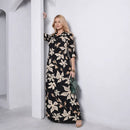 Vestido Longo Feminino Chemise Estampado com Botões Frontais e Bolsos Laterais do M ao GG Preto