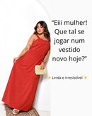 Vestido Longo Plus Size Casual Elegante Moda Evangélica - Vermelho