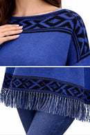 Blusa Poncho de TRICÔ Azul