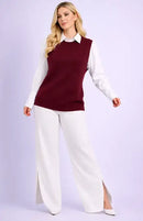 Colete Feminino de Tricô Elegante – Estilo Clássico e Versátil Marsala