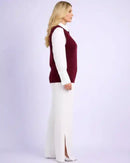Colete Feminino de Tricô Elegante – Estilo Clássico e Versátil Marsala