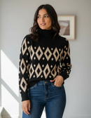 Blusa De Frio Feminina Manga Longa De Trico - Preto