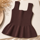 Blusa Regata Feminina em Tricô Modal com Modelagem Peplum Ajustada