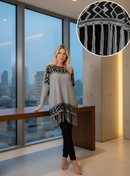 Poncho Manga Longa - Cinza