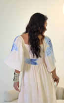 Vestido Longo Feminino Estampado Manga Ampla