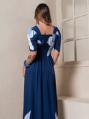 Vestido Longo Feminino Estampado Manga Ampla