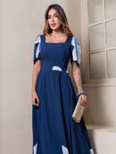 Vestido Longo Feminino Estampado Manga Ampla