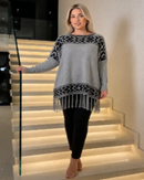 Poncho Manga Longa - Cinza