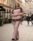 Poncho Manga Longa - Rose