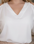 Blusa Estampada – Decote em V Branco