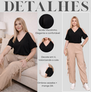 Blusa Estampada Decote V - Preta