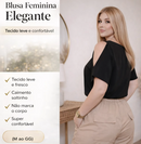 Blusa Estampada Decote V - Preta