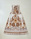 Vestido Longo Feminino Estampado Lastex Marrom/Branco