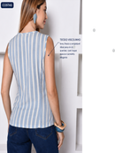 Blusa Feminina Verão Listrada E Lisa Colete Social Moderna