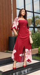 Vestido Feminino Estampado Evangelico Decote Quadrado