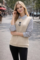 Colete Feminino de Tricô Elegante – Estilo Clássico e Versátil Bege