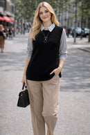 Colete Feminino de Tricô Elegante – Estilo Clássico e Versátil - Preto
