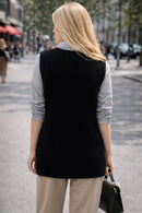 Colete Feminino de Tricô Elegante – Estilo Clássico e Versátil - Preto