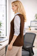Colete Feminino de Tricô Elegante – Estilo Clássico e Versátil Marrom