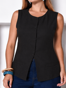 Blusa Feminina Verão Listrada E Lisa Colete Social Moderna