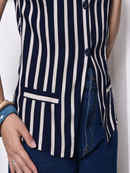 Blusa Feminina Verão Listrada E Lisa Colete Social Moderna