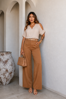 Calça Feminina Suede - Caramelo