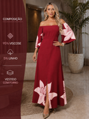 Vestido Feminino Estampado Evangelico Decote Quadrado