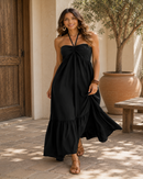 Vestido Longo Tomara que Caia com Amarração Preto