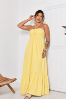 Vestido Longo Tomara que Caia com Amarração Amarelo