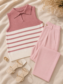 Blusa Regata Gola Polo Tricot Modal Listrada