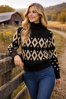 Blusa De Frio Feminina Manga Longa De Trico - Preto