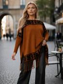 Blusa Poncho de Tricô  Caramelo