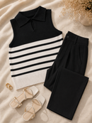 Blusa Regata Gola Polo Tricot Modal Listrada