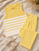 Blusa Regata Gola Polo Tricot Modal Listrada