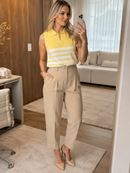 Blusa Regata Gola Polo Tricot Modal Listrada