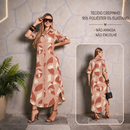 Vestido Longo Feminino Chemise Estampado com Botões e Bolsos Laterais do M ao GG