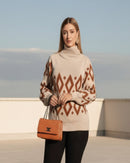 Blusa De Frio Feminina Manga Longa De Trico - Bege