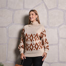Blusa De Frio Feminina Manga Longa De Trico - Bege