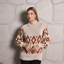 Blusa De Frio Feminina Manga Longa De Trico - Bege