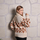 Blusa De Frio Feminina Manga Longa De Trico - Bege