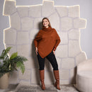 Poncho Bico Feminino Capa Tricô Gola Punho Casaco Inverno