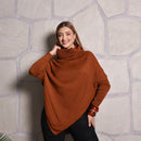 Poncho Bico Feminino Capa Tricô Gola Punho Casaco Inverno