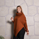 Poncho Bico Feminino Capa Tricô Gola Punho Casaco Inverno